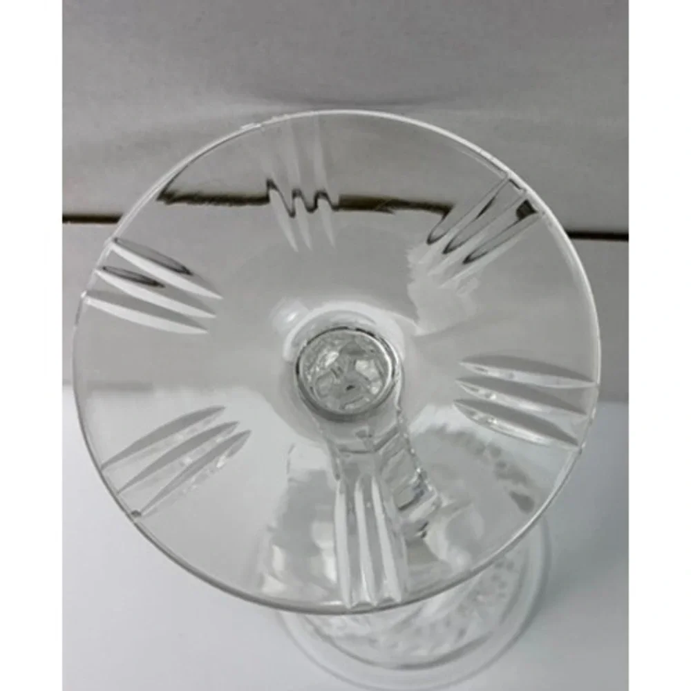 Vintage Cut Crystal Wine Goblet Faceted Stem Clear Glass 5